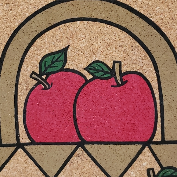 Vintage Apple Trivet Hanging Wood and Cork Hot Plate Wall Decor - Picture 2 of 9